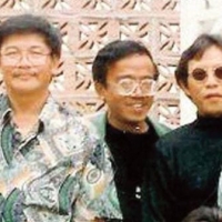 Từ trái, Kỳ Phát, Jo Marcel, Trường Kỳ, Tùng Giang, và Nam Lộc năm 1994. (Hình: Trần Đình Thục cung cấp)